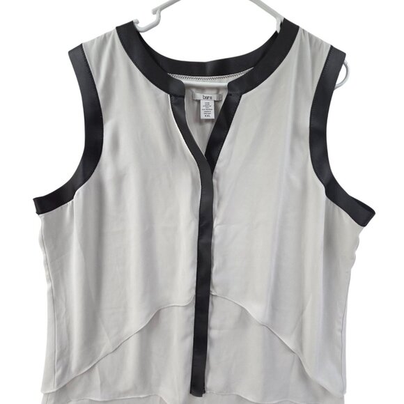 Bar III Women's Sleeveless Overlay Faux-Leather-Trim Top in white Size XXL - Picture 2 of 7